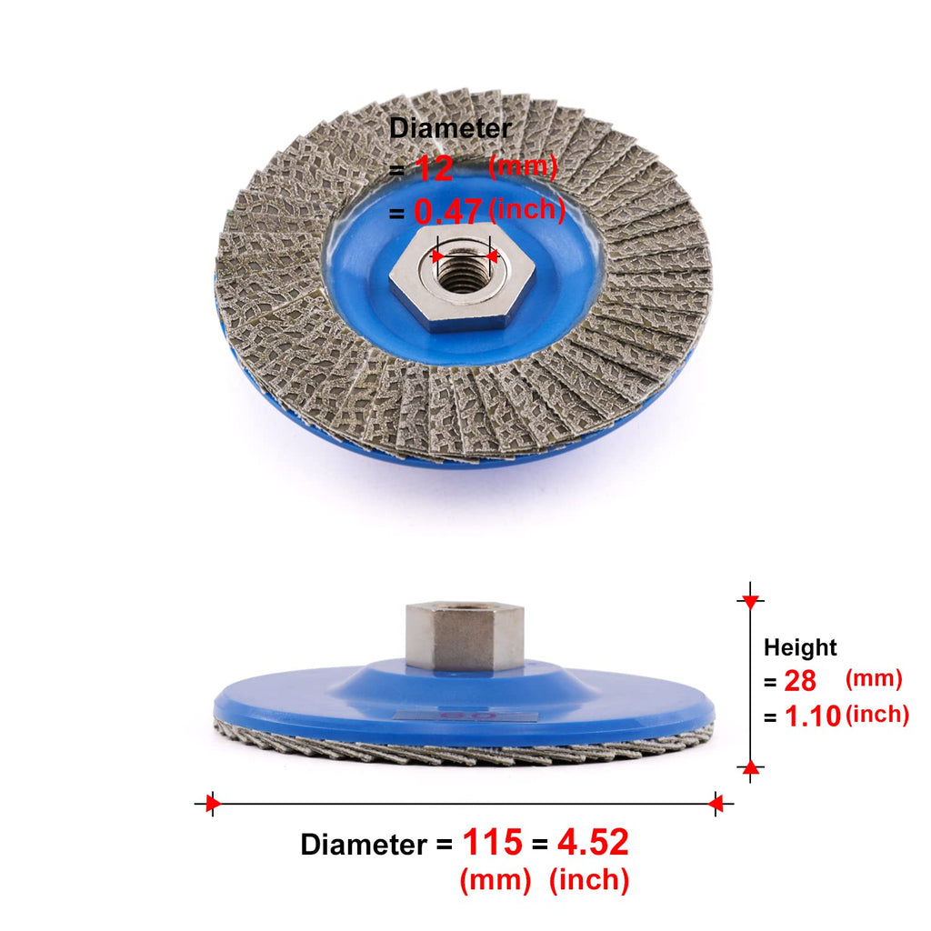 BSRTTOOL 4.5" Diamond Flap Disc Grinding Sanding Wheels - Ceramics,Sander Tile, Stone,Glass,Concrete, Granite with 5/8 inch-11 Metal Thread Adapter£¨4PCS£