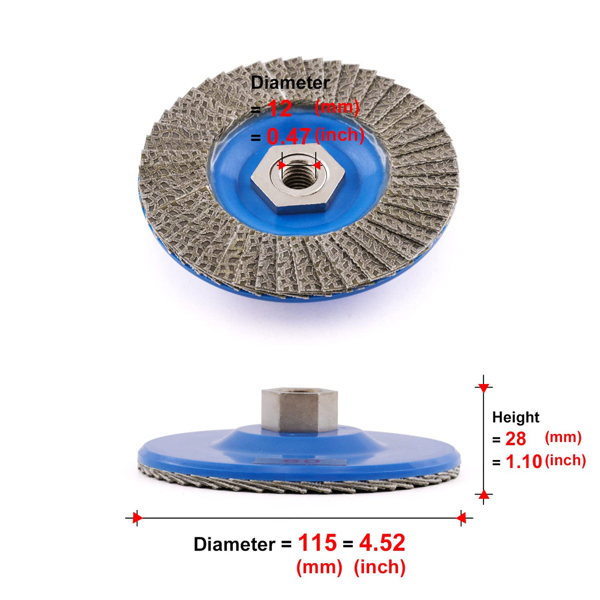 BSRTTOOL 4.5" Diamond Flap Disc Grinding Sanding Wheels - Ceramics,Sander Tile, Stone,Glass,Concrete, Granite with 5/8 inch-11 Metal Thread Adapter£¨4PCS£