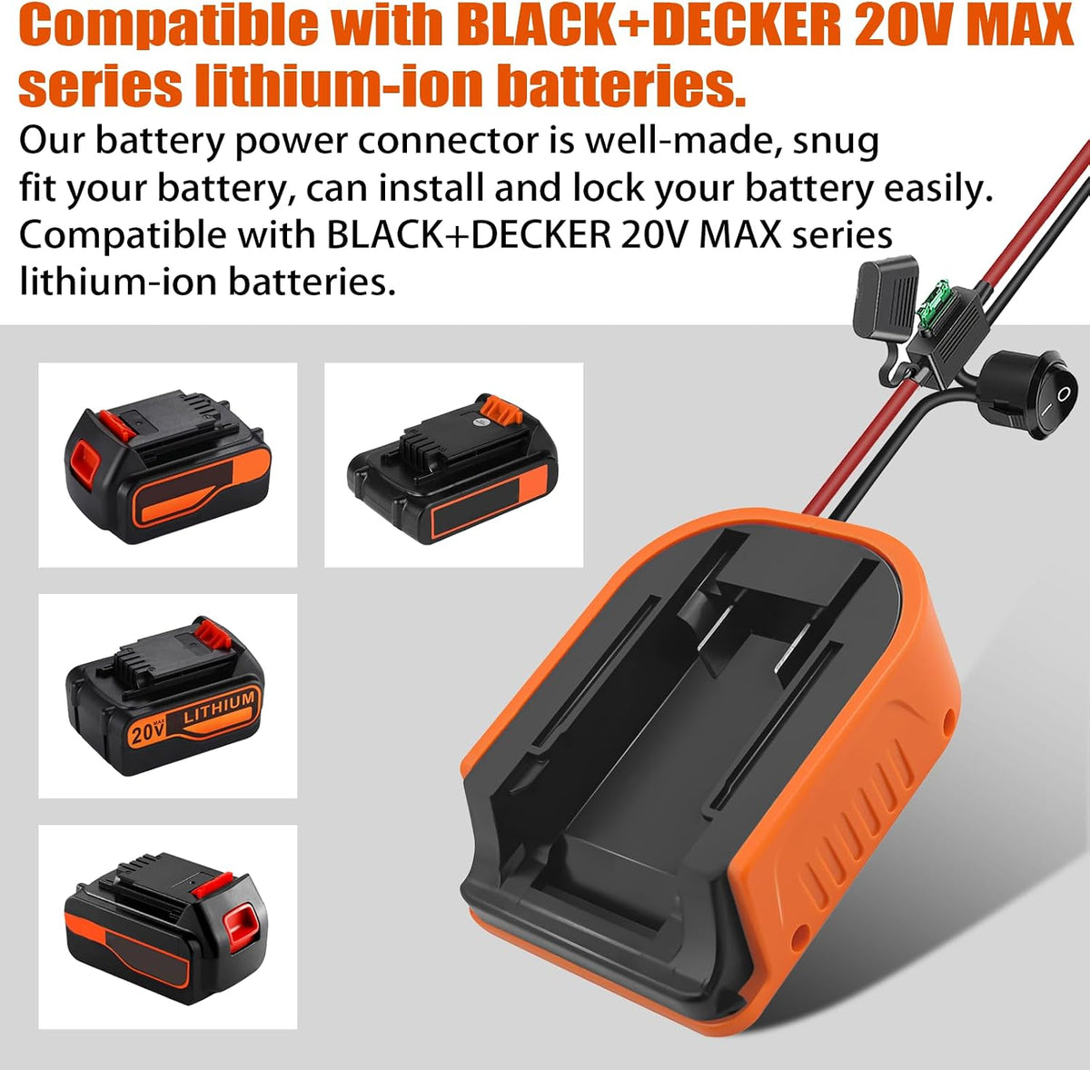 2PCS Power Wheel Adapter for Black and Decker 20V Hyper Battery DIY Adapter