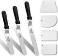 Icing Spatula, 3 Pieces Professional Angled Offset Frosting Spatulas with 6", 8", 10" Stainless Steel Blades & 4 Pack