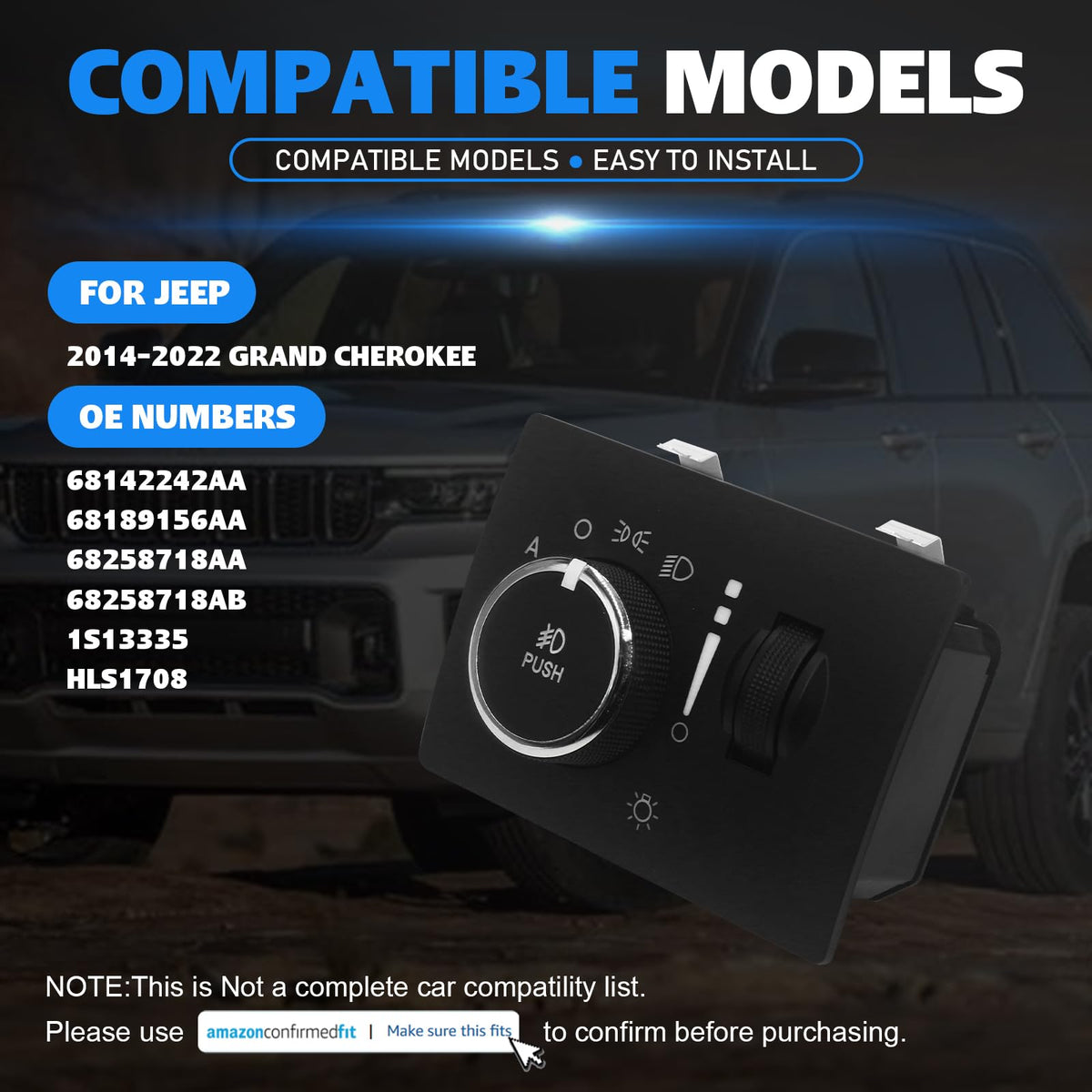 68142242AA Headlight Fog Light Switch Control for Jeep Grand Cherokee 14-22