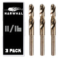 Narwhal 11/16 Drill Bit (3 Pack - 1/2 Inch Shank) Cobalt for Metal & Steel