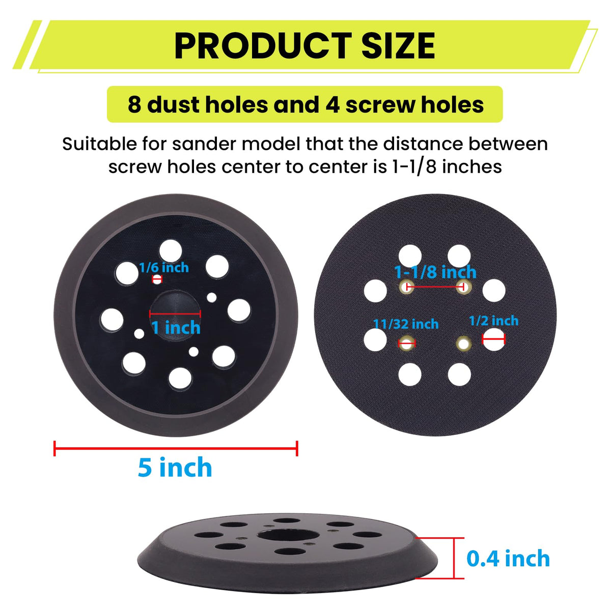 2 Pack 5 Inch Universal Hook and Loop Sander Replacement Backing Pad