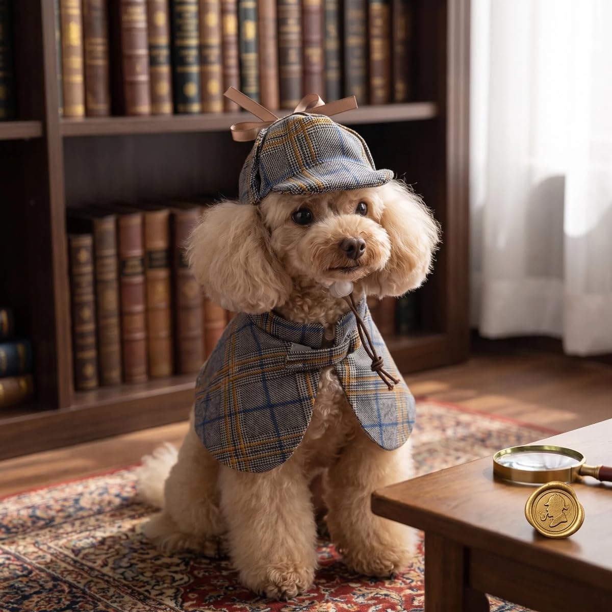 Halloween Detective Dog Costume with Cape & Hat, Medium 9-12lb