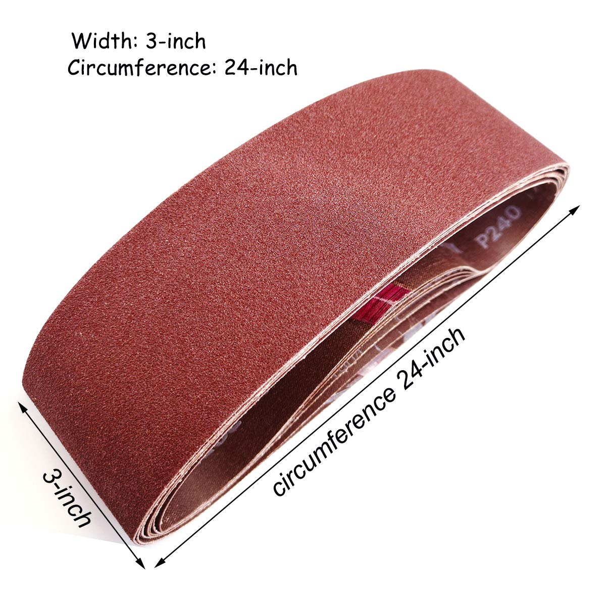 Aiyard 3 x 24 Inch Aluminum Oxide Sanding Belts Mixed Grits, 18-Pack