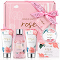 Spa Gift Set for Women - Luxurious 5 Pcs Bath and Body Box, Rose Scent, Includes Body Wash, Body Butter, Body Lotion