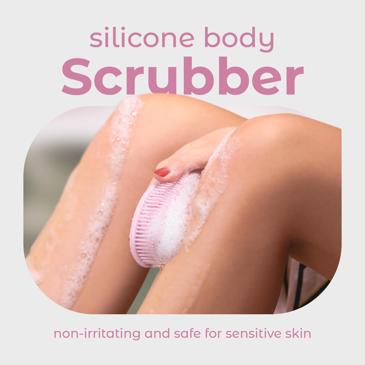 Silicone Body Scrubber Dual-Sided, Pink, Scalp