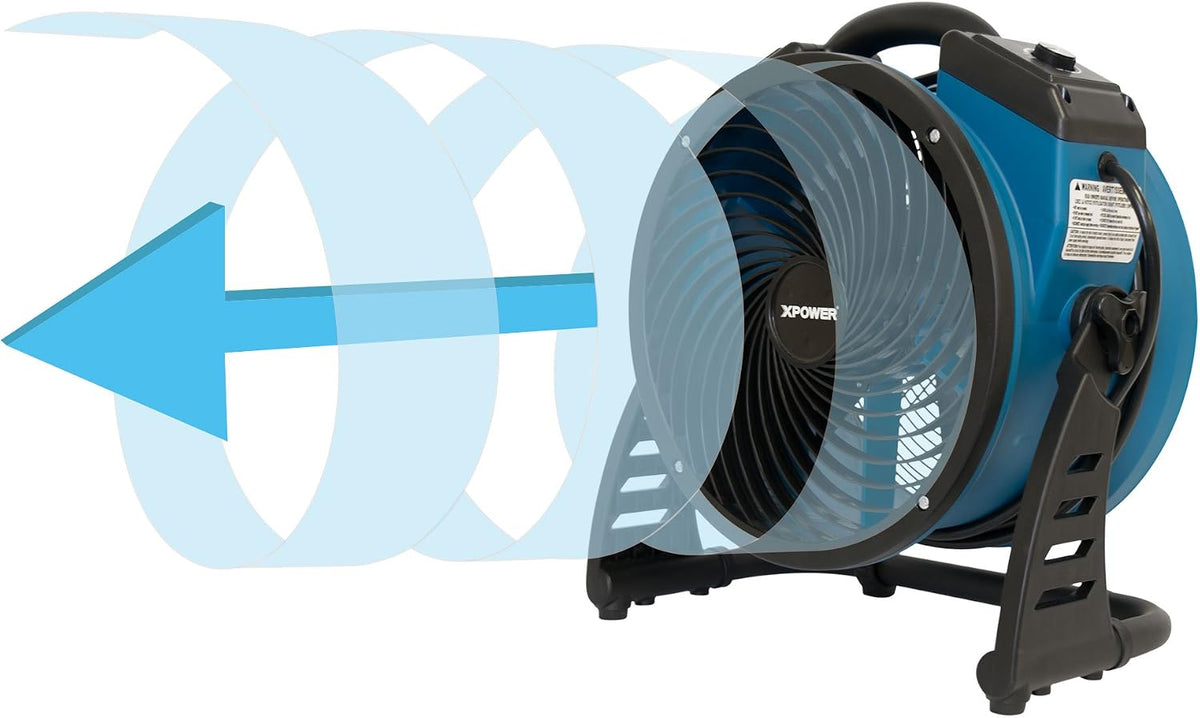 P-26AR Industrial Axial Air Mover, Blower, Fan with Build-in Power Outlets for Water Damage Restoration, Home and
