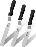 Icing Spatulas, Set of 3 Professional Cake Angled Offset Spatula with 6", 8", 10" Stainless Steel Blades - Thickened