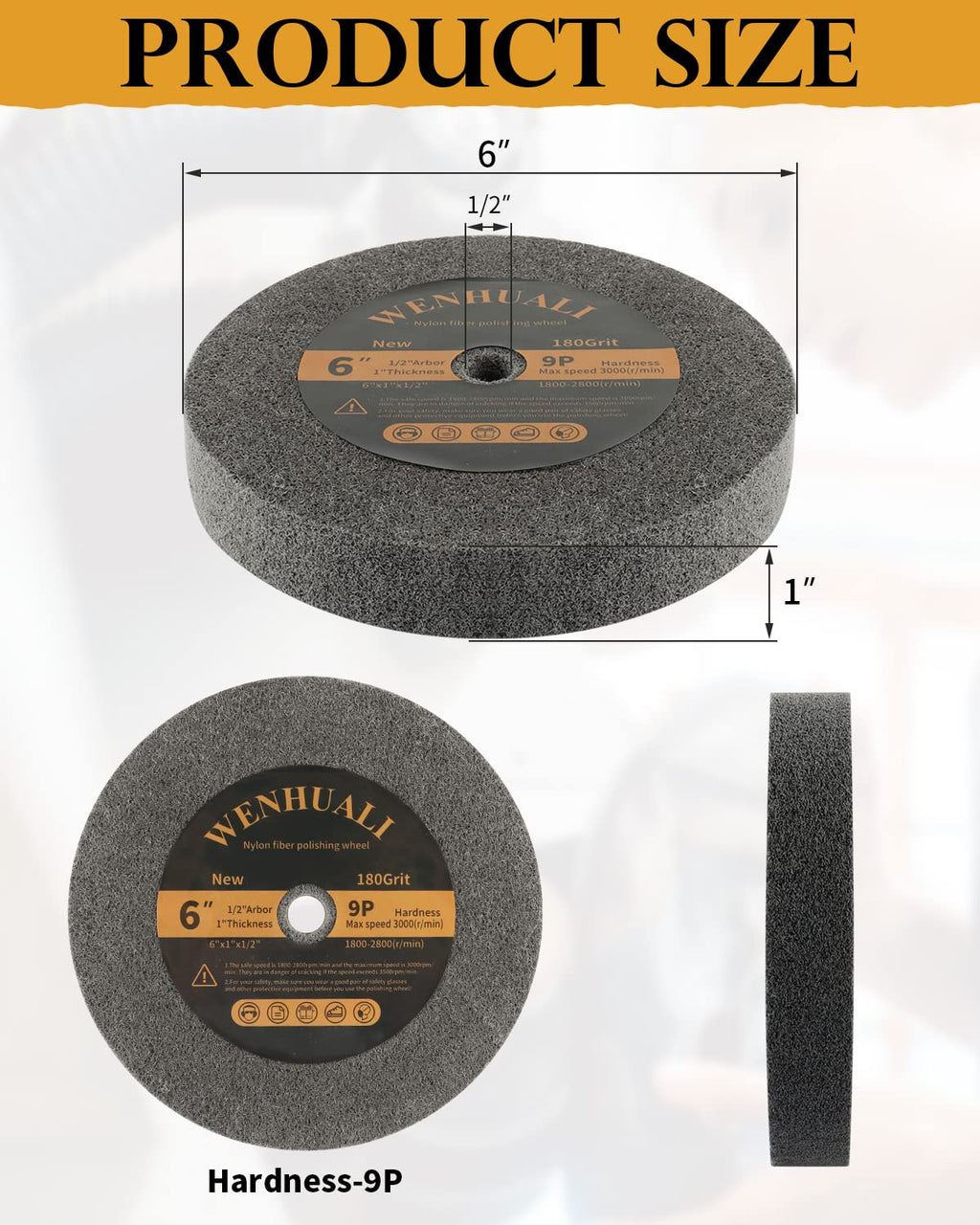 6" Buffing Polishing Wheel, 9P Hardness 2PCS Bench Grinder Wheels