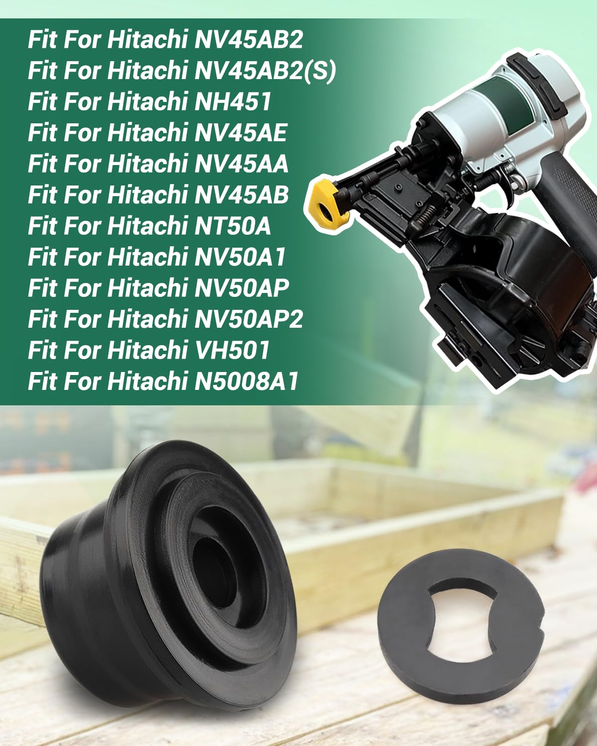 Piston Bumper and Bumper Sheet Set Fit for Hitachi NV45AB2 NV45AB NV50AP2 NV45AE NV45AA NV50AP Roofing Nailer Part Replace 878-179 877-993 Coil Nailers Part 2Set