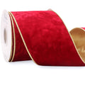 Red Velvet Wired Ribbon 4 Inch Metallic Crushed Velvet Christmas Ribbon