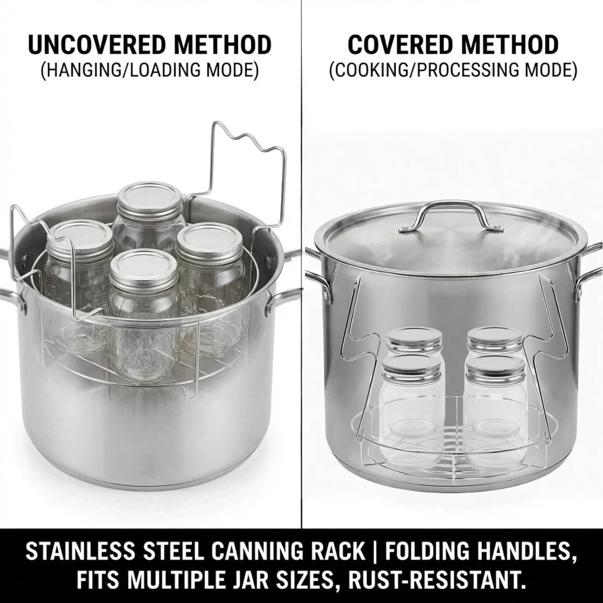 Stainless Steel Canning Rack with Jar Lifter Tongs, 11 Inch, 2-Piece Set