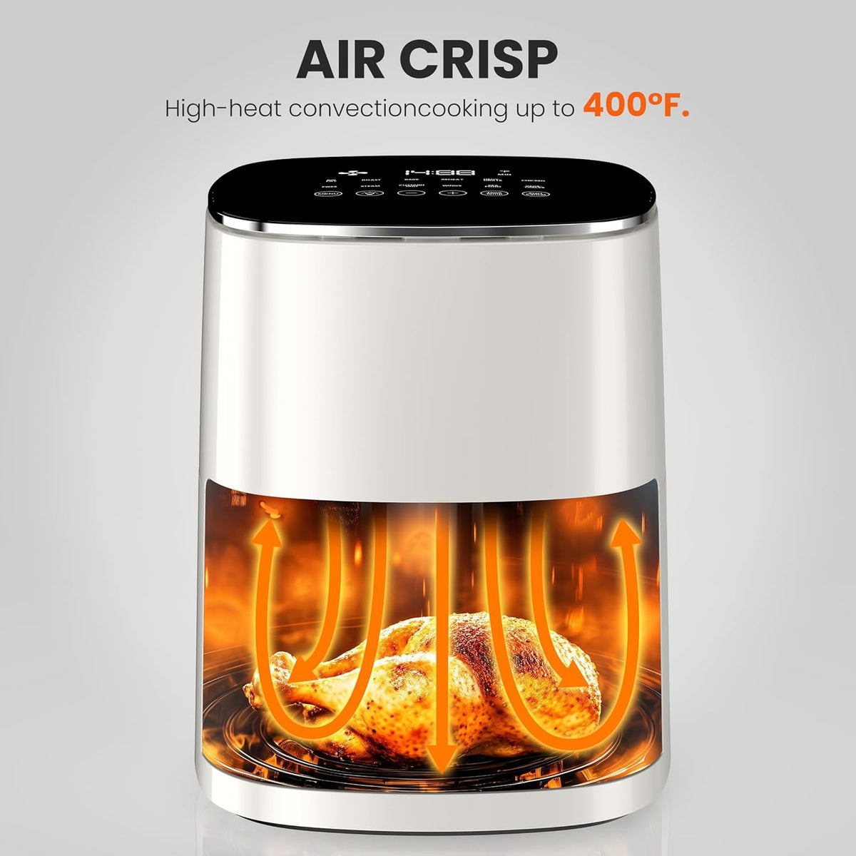 6QT Air Fryer with Window, Square Airfryer Oven 12-in-1 for Family, 400°F Rapid Air Crispy Technology, Roast Bake