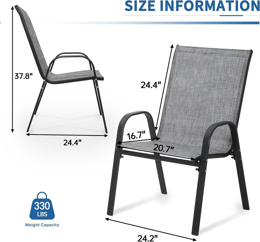 Patio Chairs Set of 8, Outdoor Stackable Dining Chairs