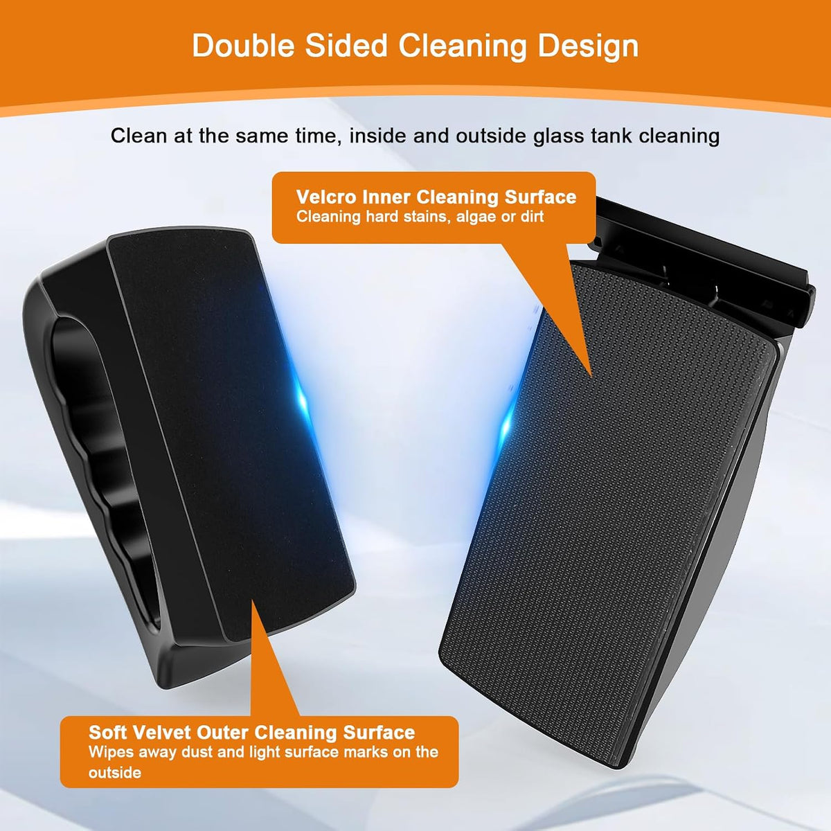 Magnetic Fish Tank Cleaner, Aquarium Glass Cleaner with Algae Scraper Blade, Floating Scrubber Brush Magnet Cleaning