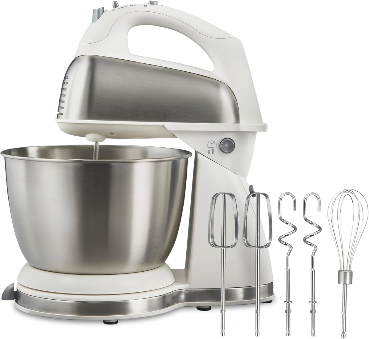Classic Stand and Hand Mixer, 4 Quarts, 6 Speeds with QuickBurst, Bowl Rest, 290 Watts Peak Power, White (64655)