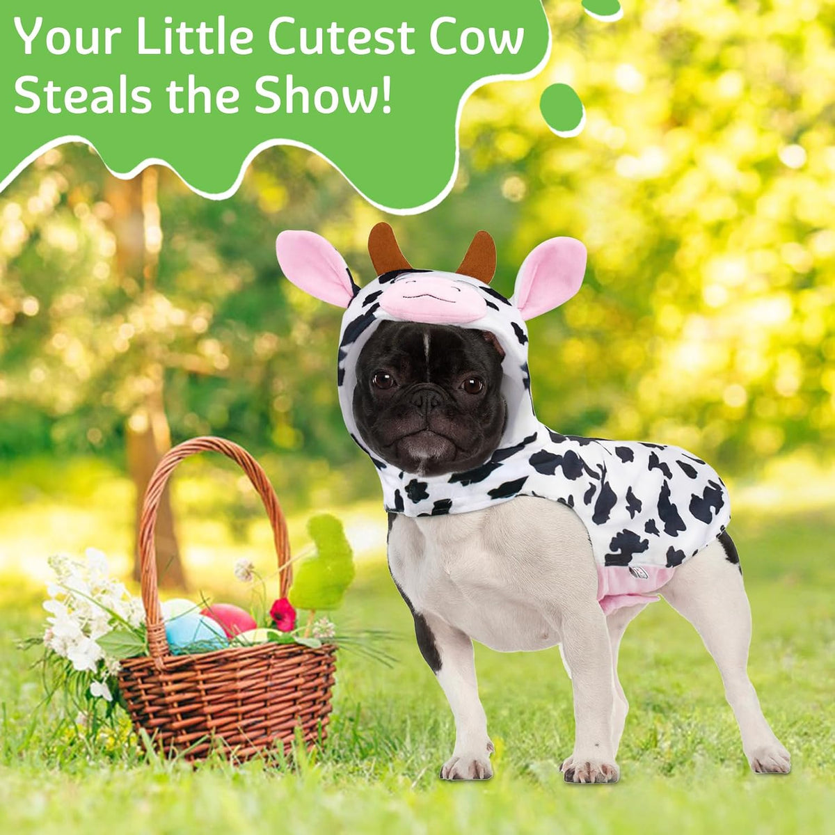 Cow Dog Costume Clothes, Dog Halloween Costumes for Small Medium Dogs