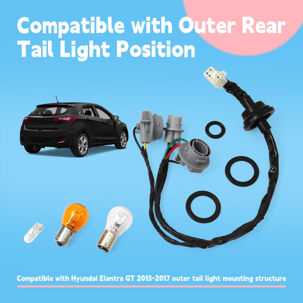 GLOXTED Outside Tail Lamp Socket & Wiring Replacement for Hyundai Elantra
