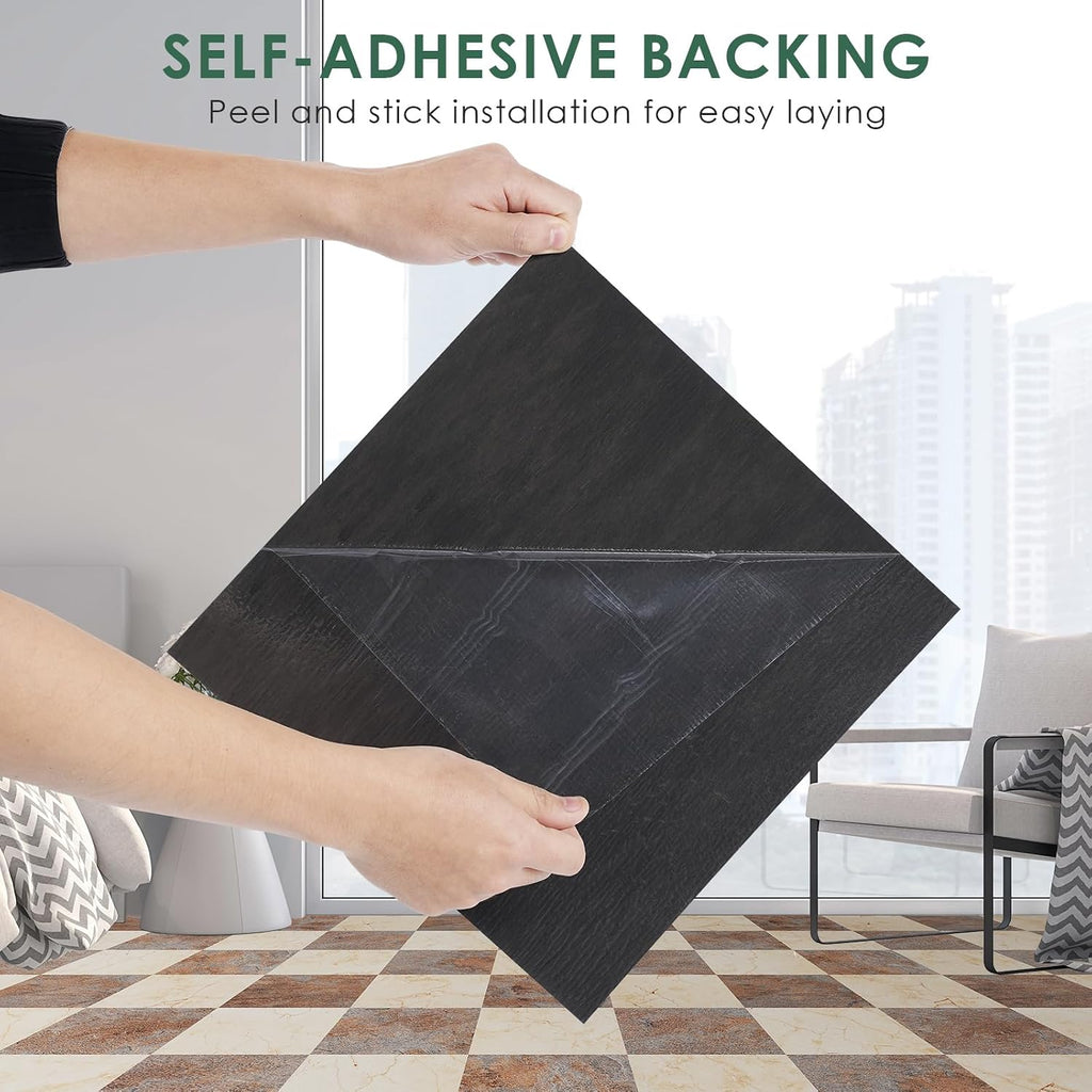 30-Piece Peel and Stick Floor Tiles, 12x12 Covers 30 Sq. Ft. Waterproof Vinyl Flooring, Renter-Friendly Self-Adhesive