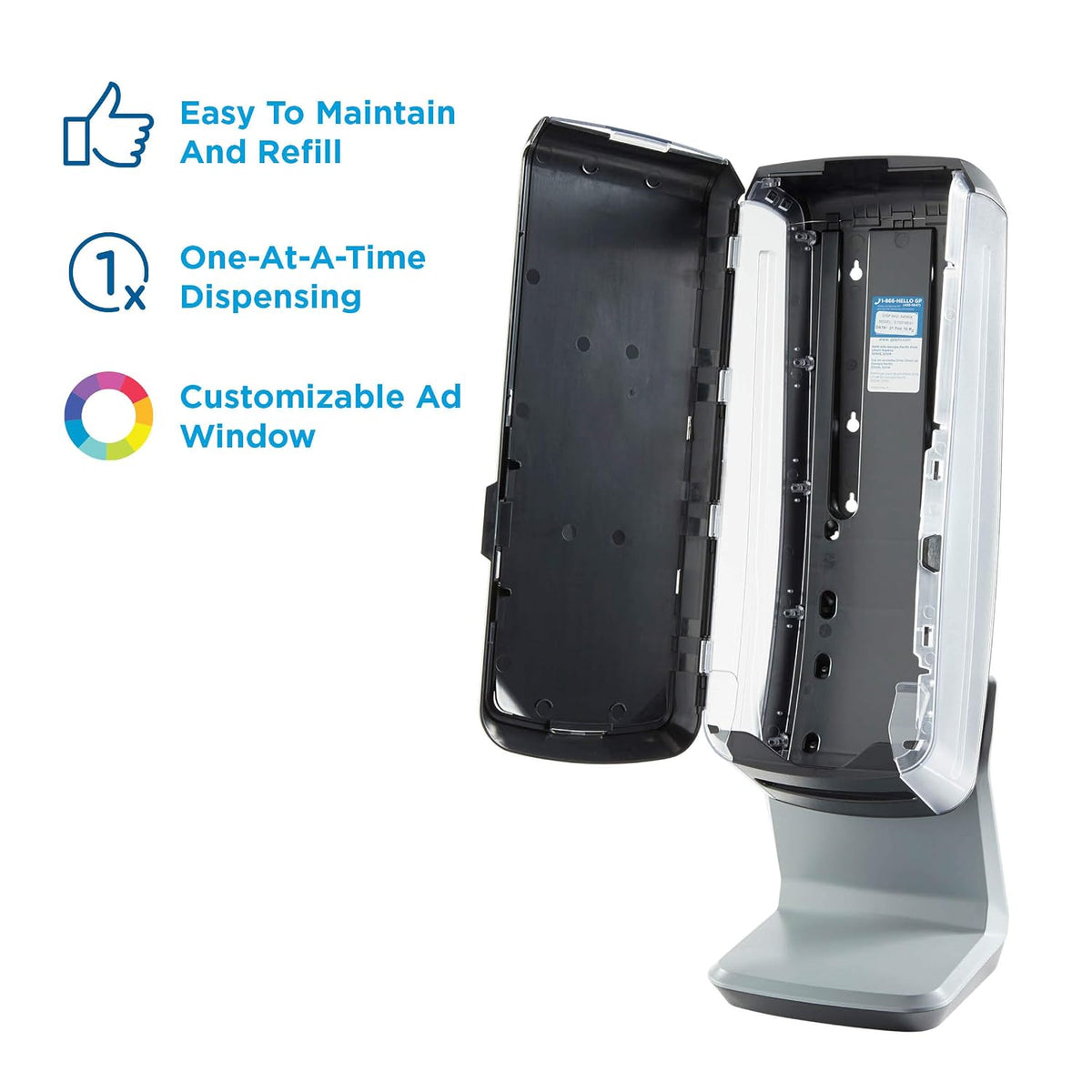 Dixie Ultra Tower Interfold Napkin Dispenser by GP PRO (Georgia-Pacific), Black, 54550A, Holds 1,000 Napkins, 8.800"