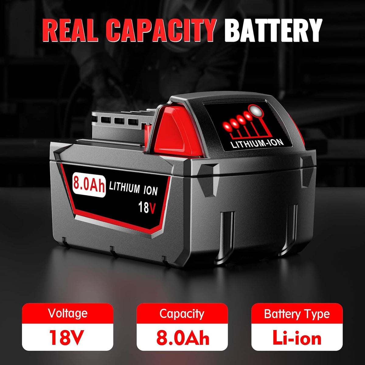 Upgraded 8.0Ah Replacement for Milwaukee M18 Battery, Red Lithium-ion 18Volt XC Battery Compatible with 48-11-1850 48-11-1852 Cordless Power Tools&Chargers(2Pack)