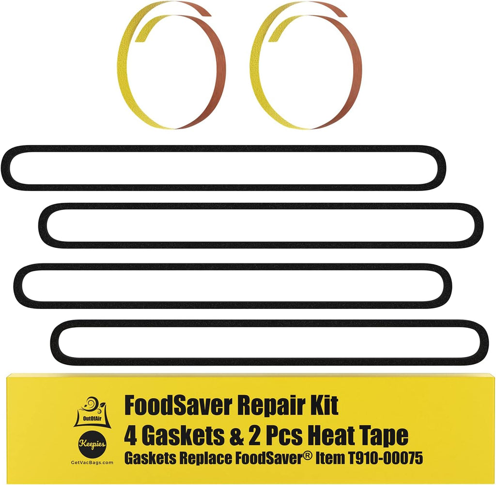 Repair Kit for FoodSaver: Upper/Lower Gasket, Heat Strip Replacement - 4 Foam Gaskets, 2 Strips Fits V2200, V2400