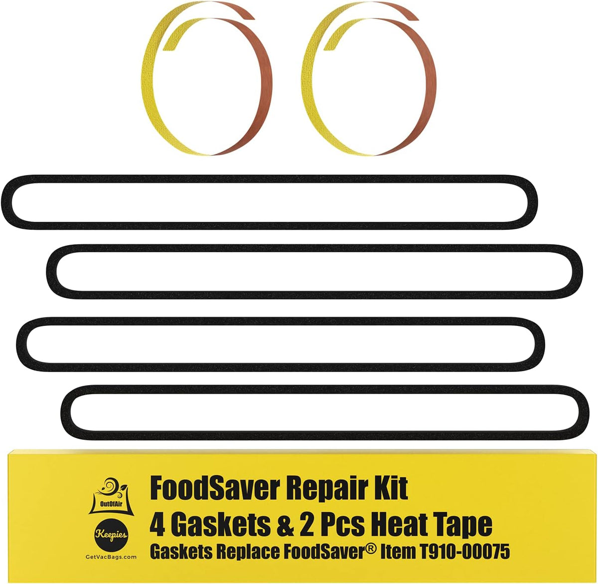 Repair Kit for FoodSaver: Upper/Lower Gasket, Heat Strip Replacement - 4 Foam Gaskets, 2 Strips Fits V2200, V2400