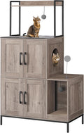 Cat Litter Box Enclosure Furniture, 2 in 1 Hidden Litter Box Furniture with Shelf, Double Litter Box Cabinet with 2