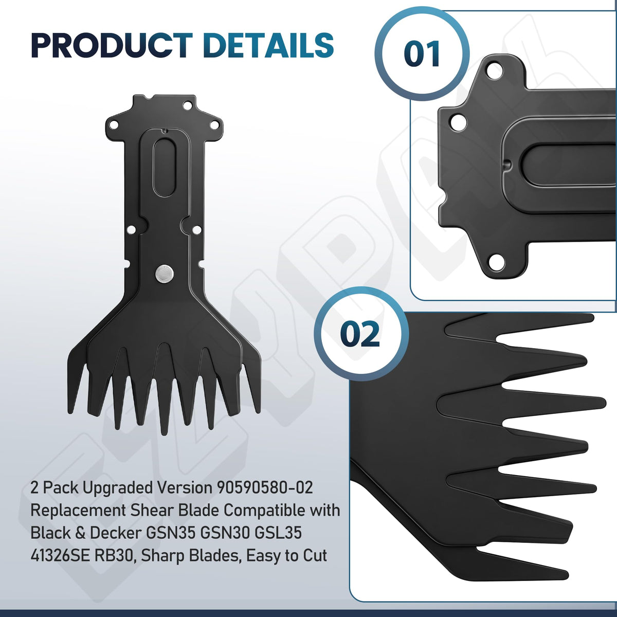 GSL35 Replacement Shears Blade for Black & Decker 90590580-02 GSN35 2 Pack