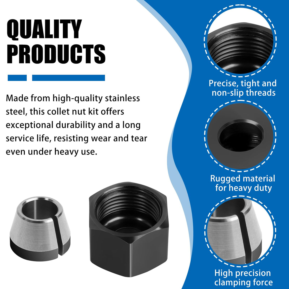 671361001 & 671362001 Router Collet Nut and Cone Sleeve Kit, 2-Pack