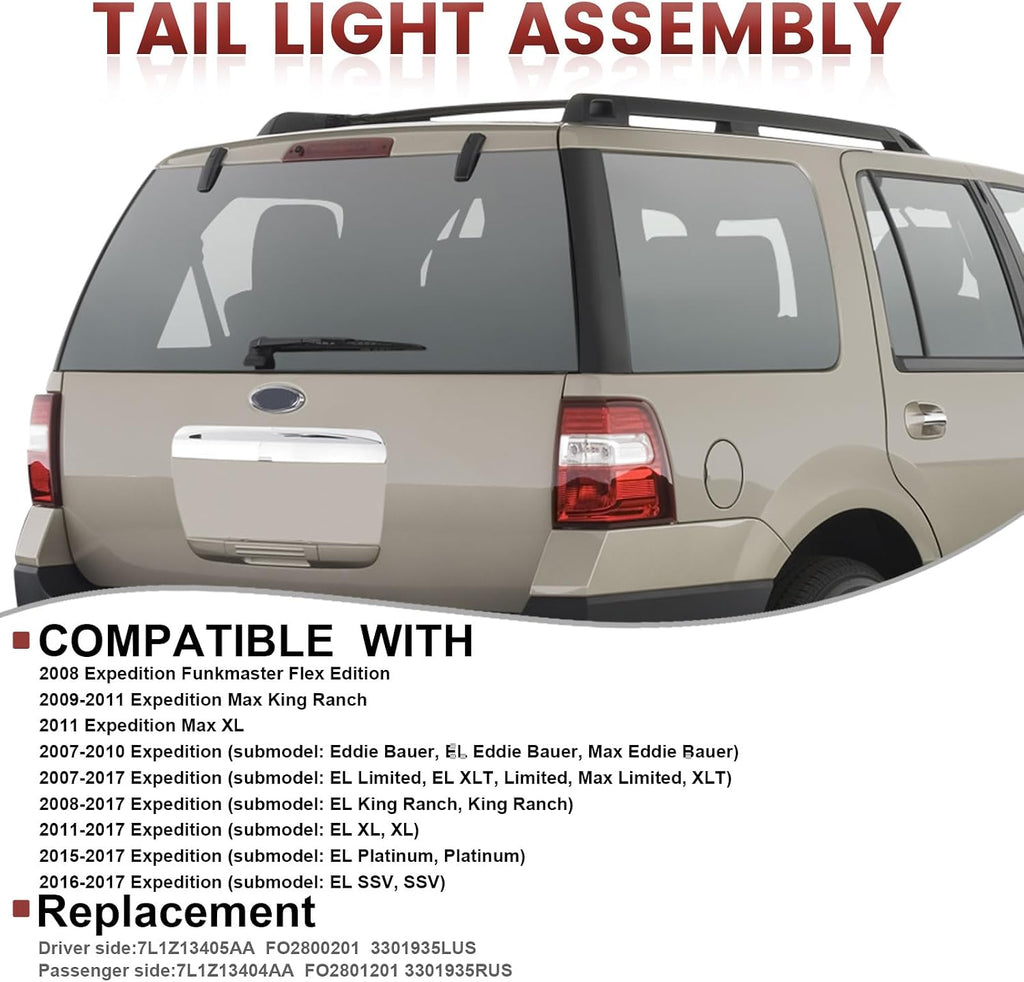 Tail Light Compatible with 2007-2017 Ford Expedition