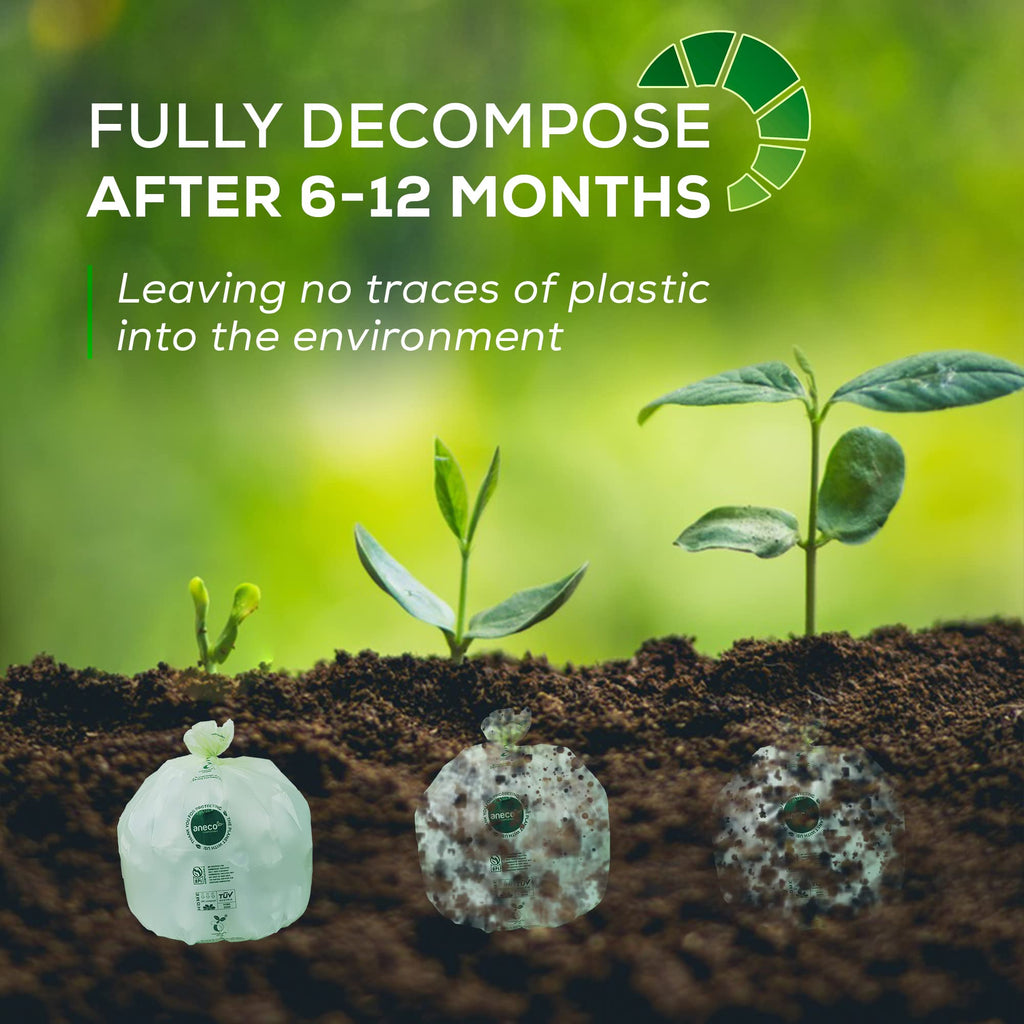 100% Compostable Waste Bags 2.6 Gallon (Flat Top Bags, 50 Count)