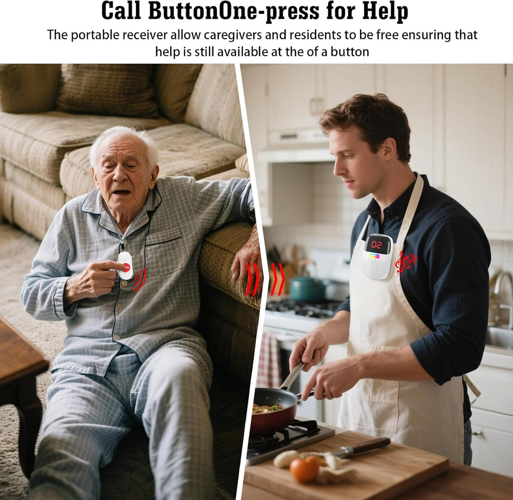 Caregiver Pager System with Digital Display for Elderly Assistance