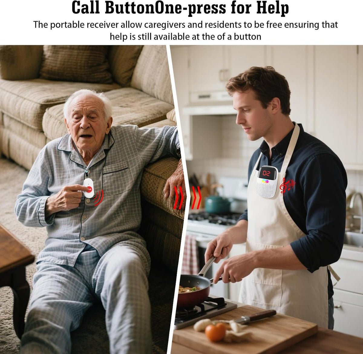 Caregiver Pager System with Digital Display for Elderly Assistance