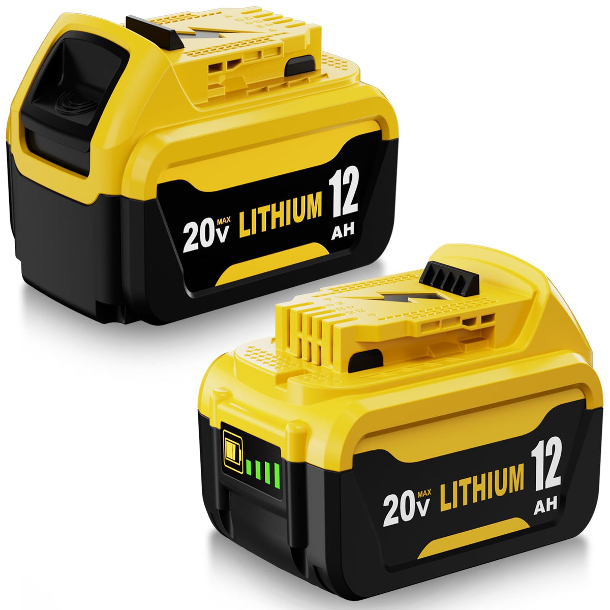 2 Packs 12000mAh DCB208 Battery Replacement for Dewalt 20V Max Battery