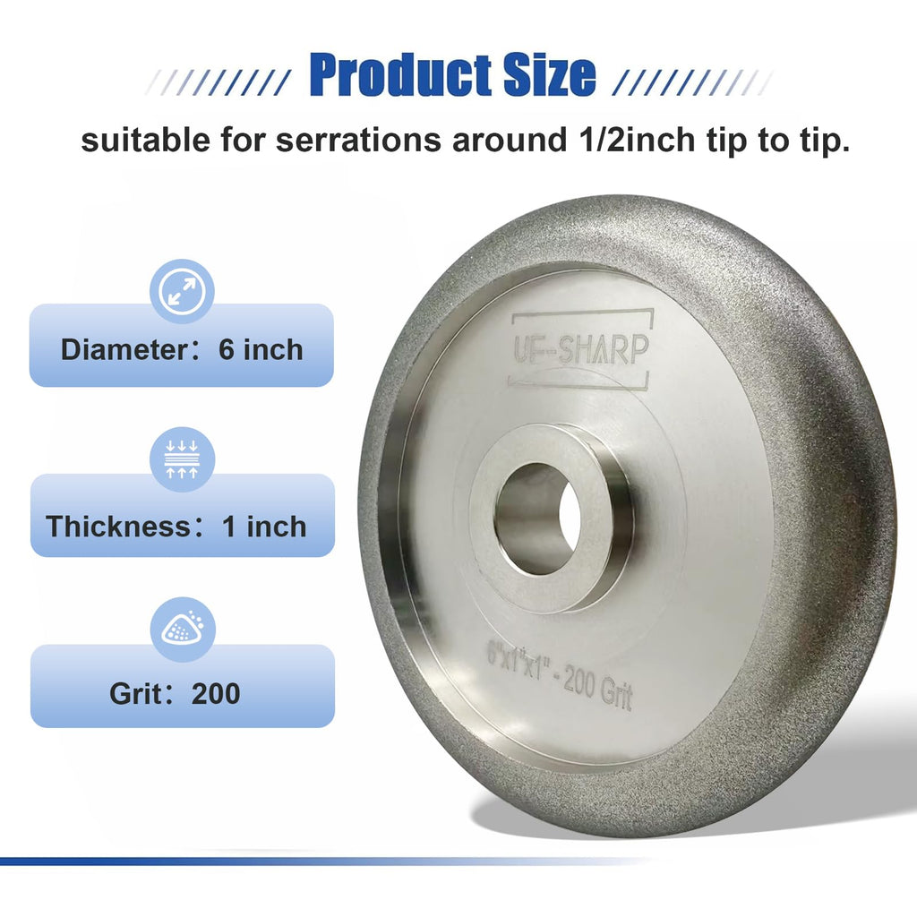 UF-Sharp Diamond Serration Grinding Wheel, 1 inch, 200 Grit