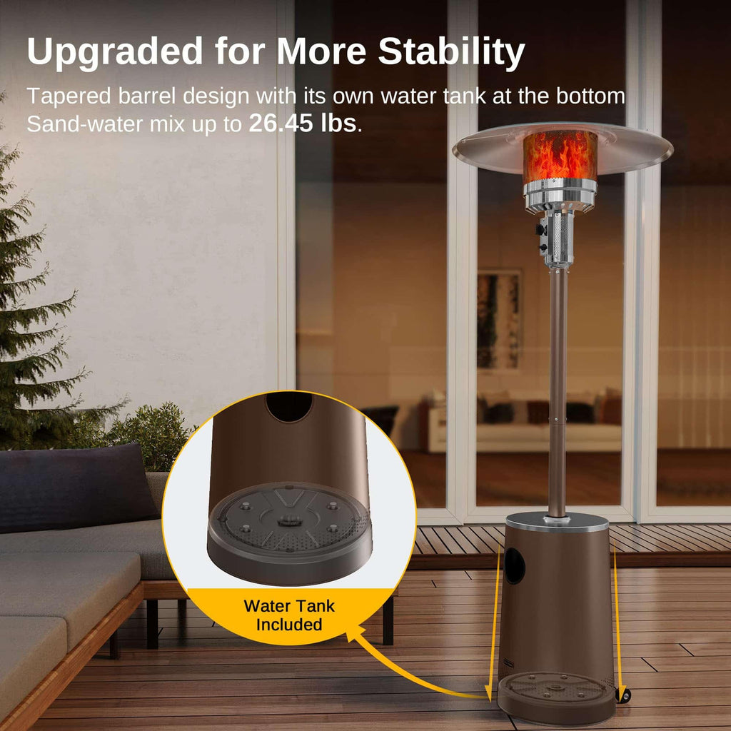 50,000 BTU Patio Heater with Sand Box, Table Design, Double-Layer Stainless Steel Burner, Wheels, Triple Protection