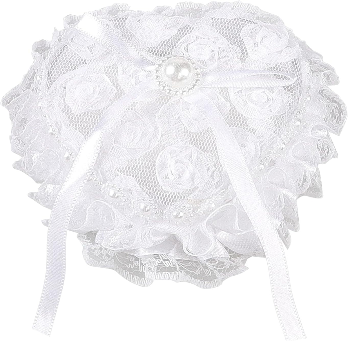 Romantic Heart Shaped Wedding Ring Bearer Box Wedding Ring Holder Lace Pearl Flower Elegant Ring Bearer Pillow for