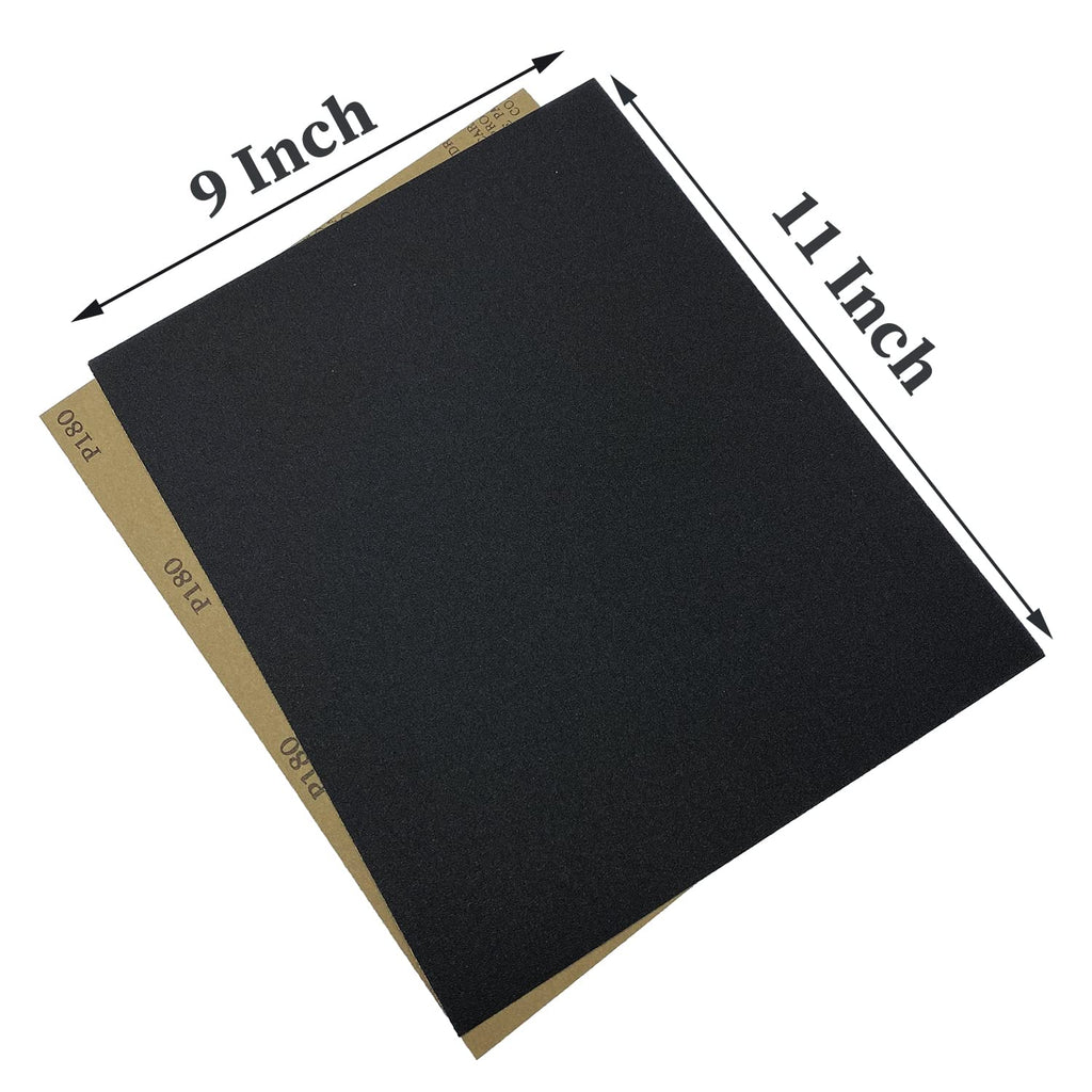 180 Grit Wet Dry Sandpaper, 10PCS 9x11 Inch Silicon Carbide Sanding Sheets
