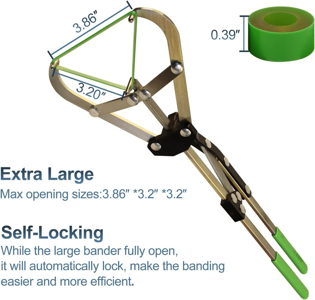 Cattle Banding Tools Large Bander and 24pcs Large Rings Kit for Farm Ranch Calves Bull Sheep Goat