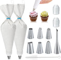 Reusable Piping Bags and Tips Set, 2pcs 16 inch Cotton Pastry Bags and Tips