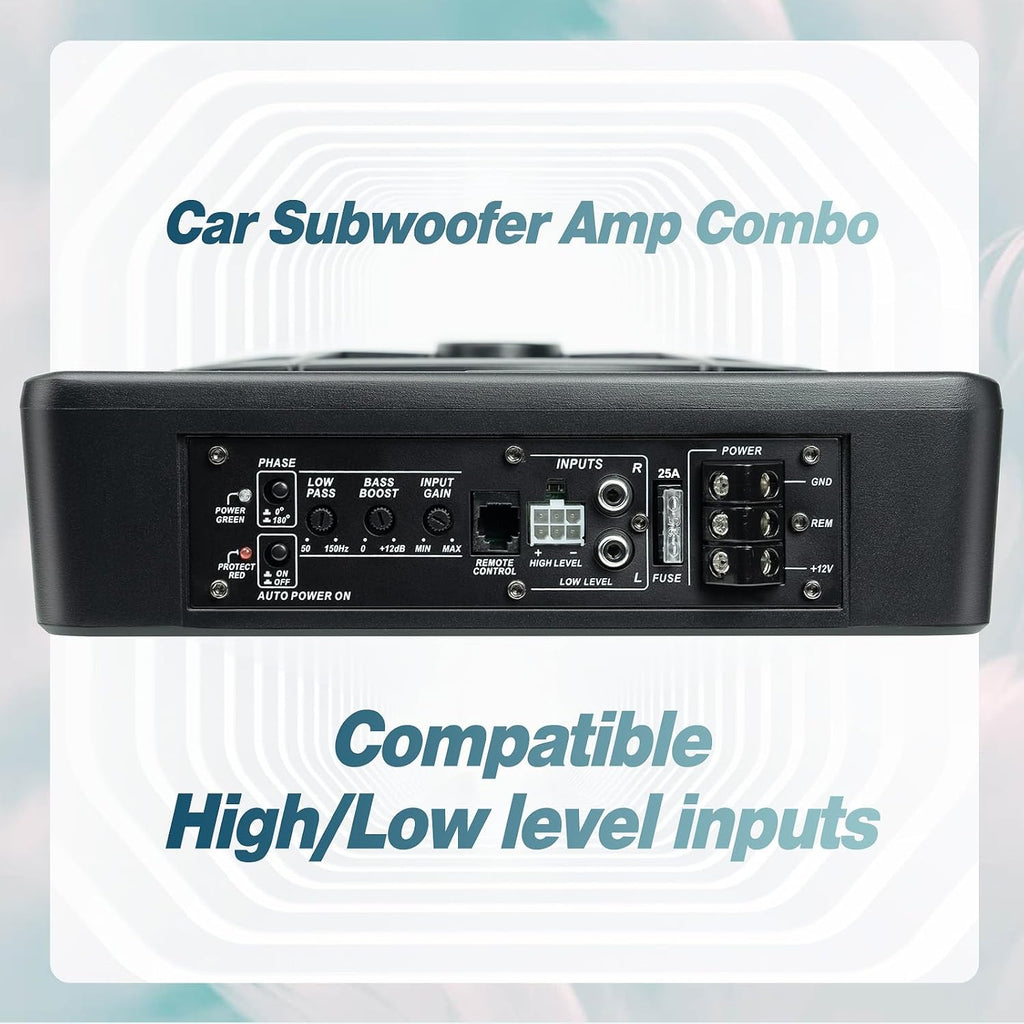 10" 800W Under Seat Car Subwoofer and amp package,Pure and Pleasant Bass | Car/Truck Audio Sub Built in