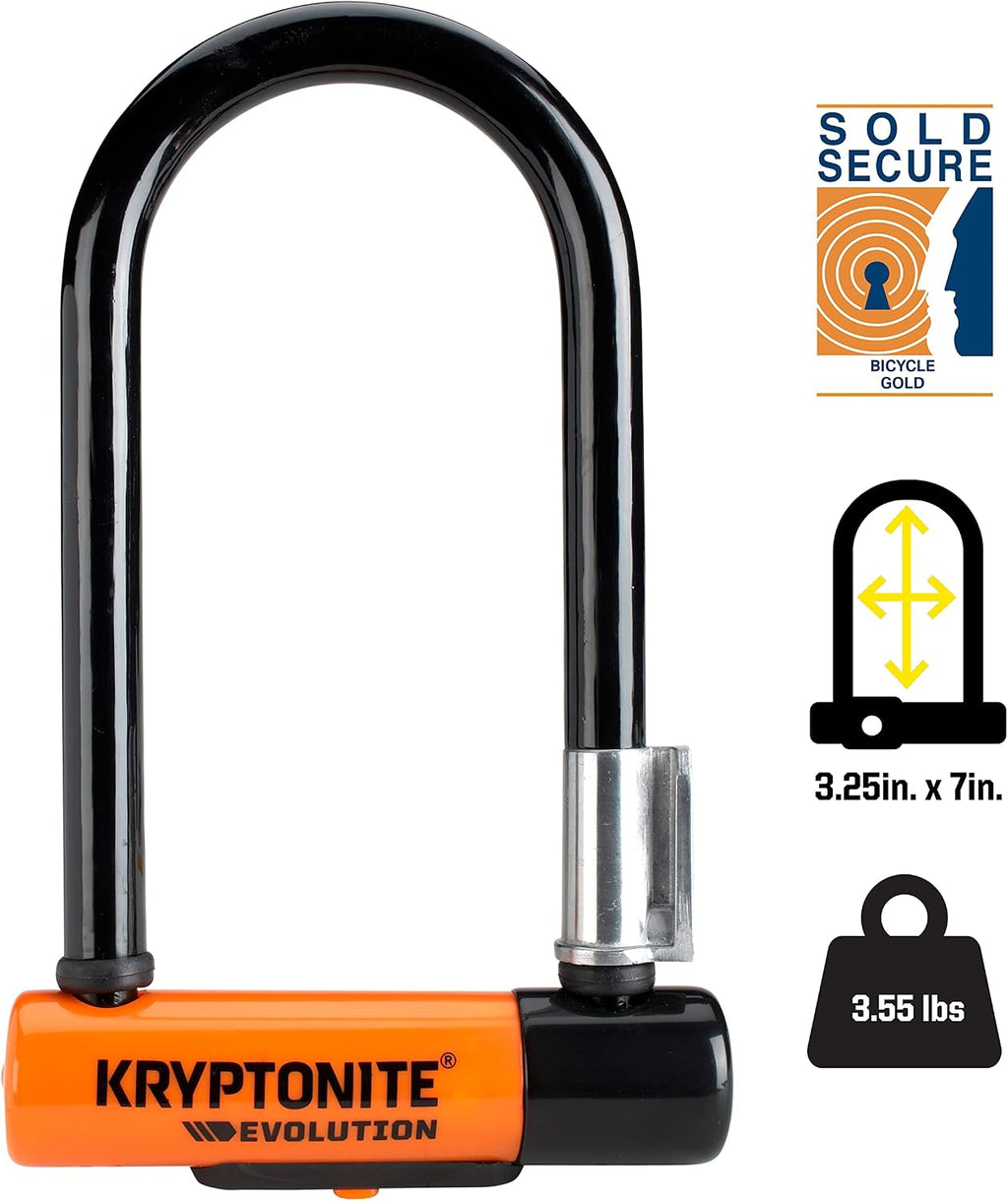 Evolution Mini-7 Bike U-Lock, 13mm Steel Shackle, 4 ft Cable | Sold Secure Gold Certified 13mm Hardened Steel