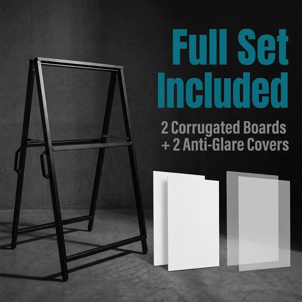 A Frame Sidewalk Sign 24x36 inches Sandwich Board Signs Outdoor Heavy Duty Double-Sided,including 2 Corrugated Boards
