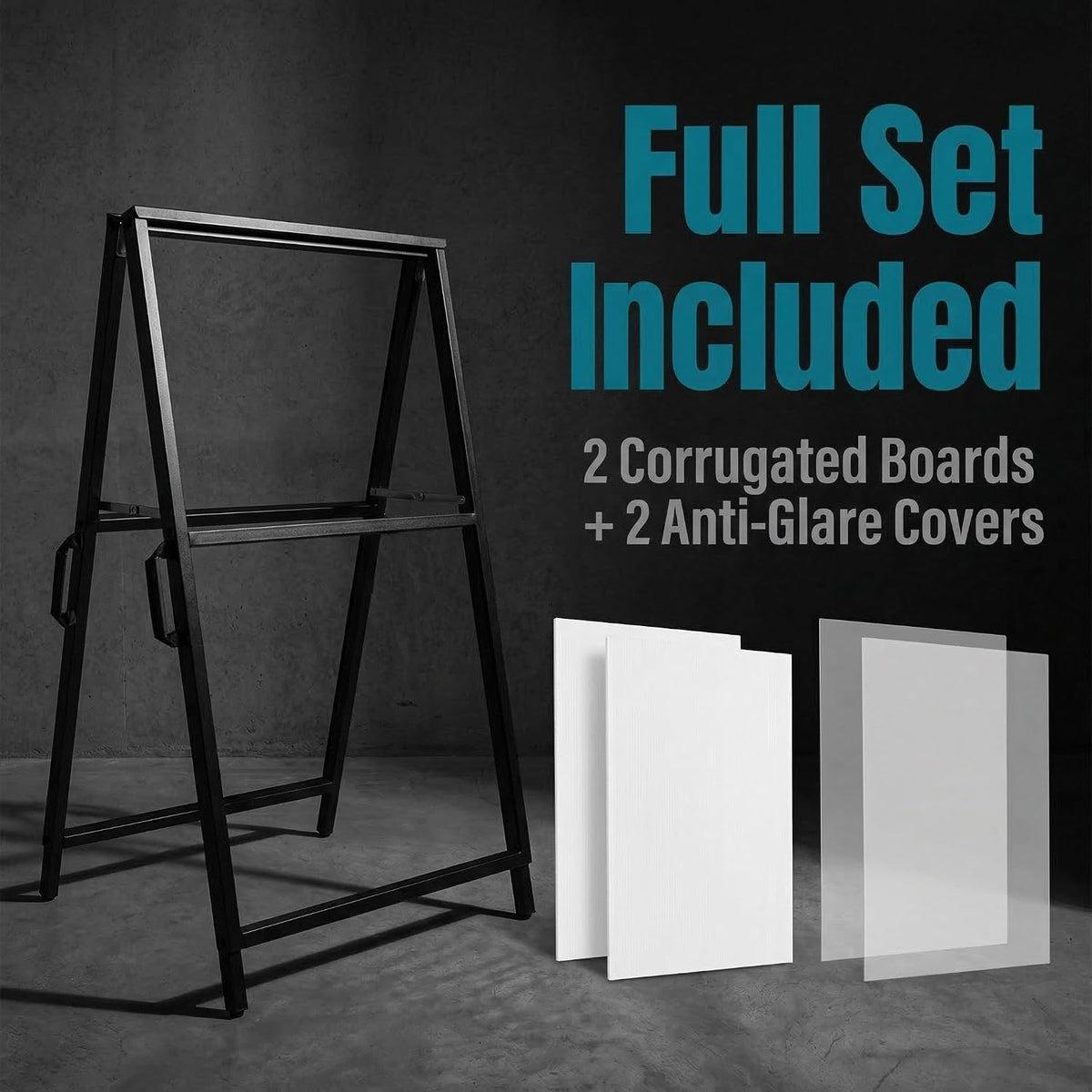 A Frame Sidewalk Sign 24x36 inches Sandwich Board Signs Outdoor Heavy Duty Double-Sided,including 2 Corrugated Boards
