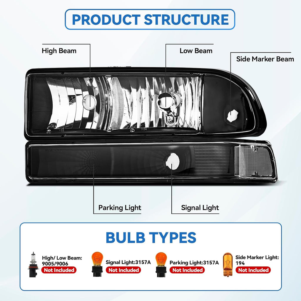 Headlight for 1998-2005 Chevy Blazer & 1998-2004 Chevrolet S10 Pickup