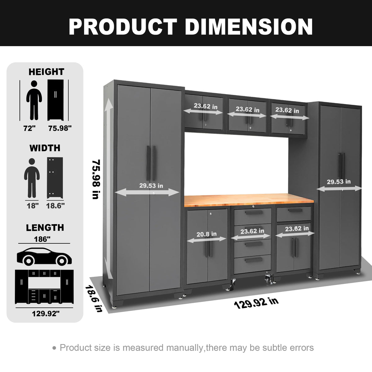 Garage Storage Cabinets System, 9 Piece Workshop Cabinet Set in Black