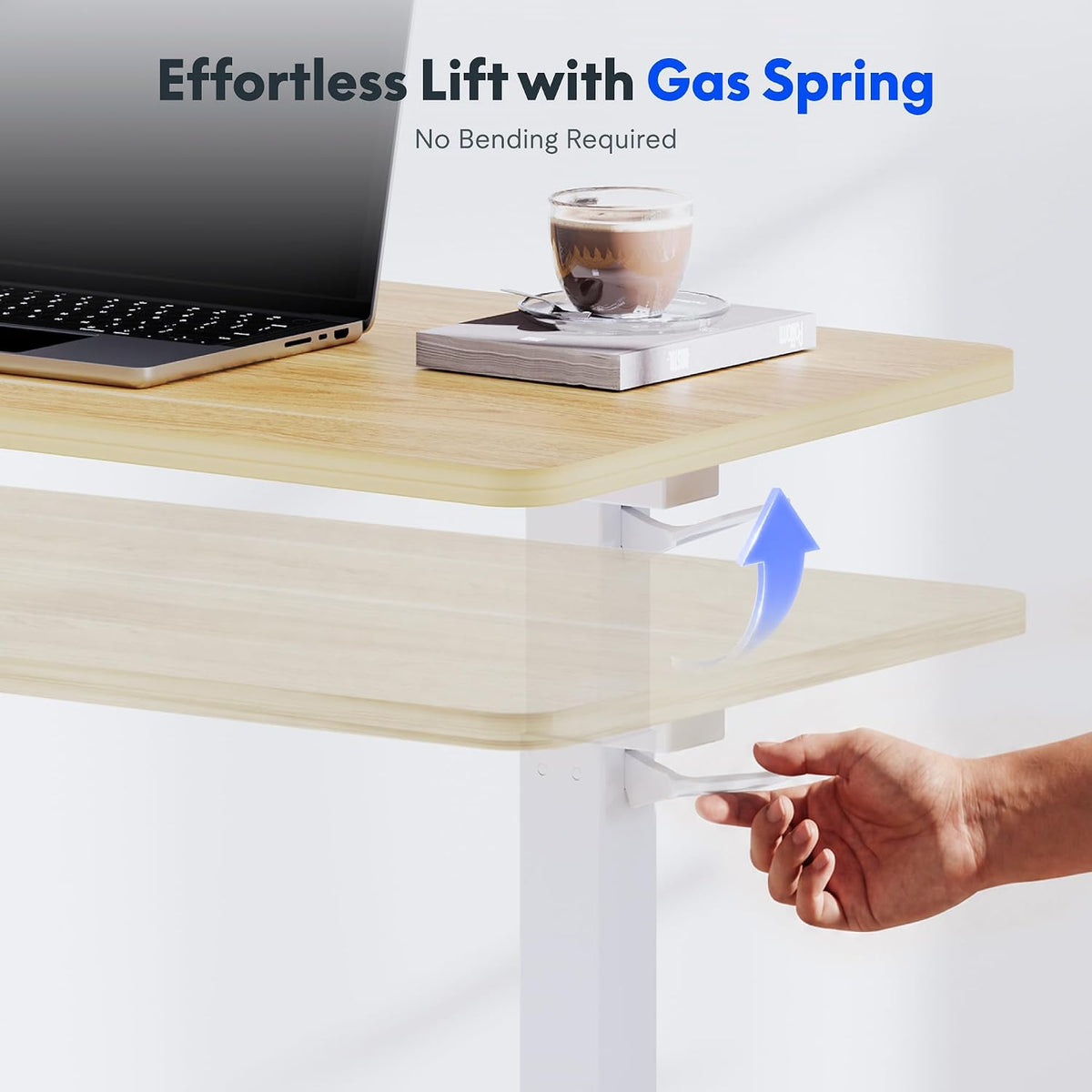 H7 32" Pneumatic Height-Adjustable Overbed Table with Wheels