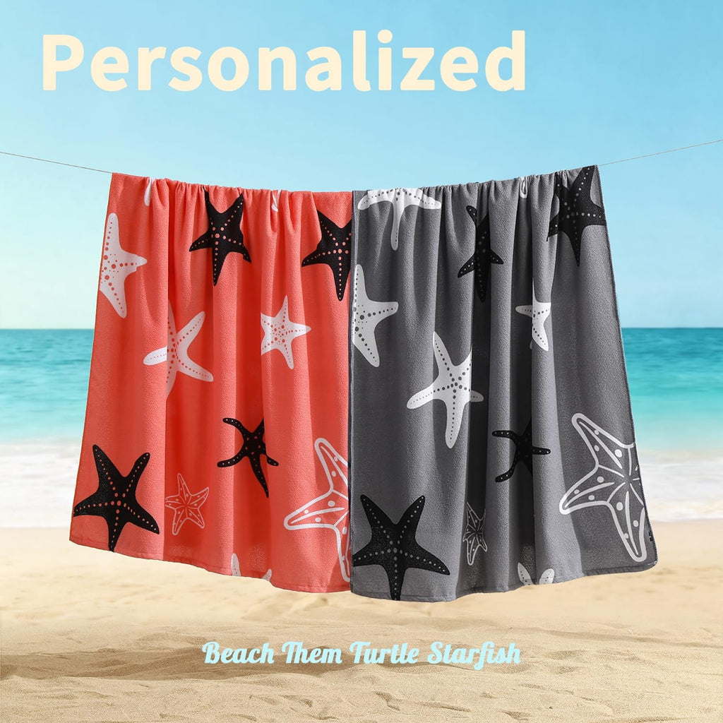 Oversized Beach Towels 4 Pack,40”x70” Microfiber Thin Large Beach Towel Set for Adults Travel Camping Swimming,Turtle